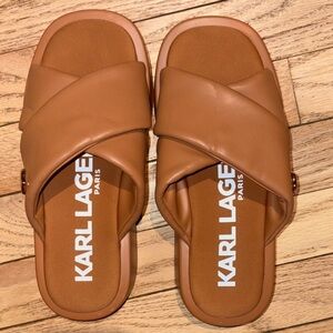 Karl Lagerfeld Brown Slide Sandals